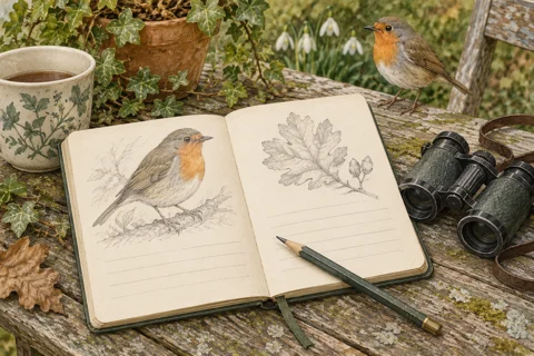 Illustration: Keeping a bird notebook you will use