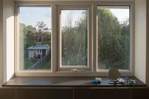 Garden seen through a home window